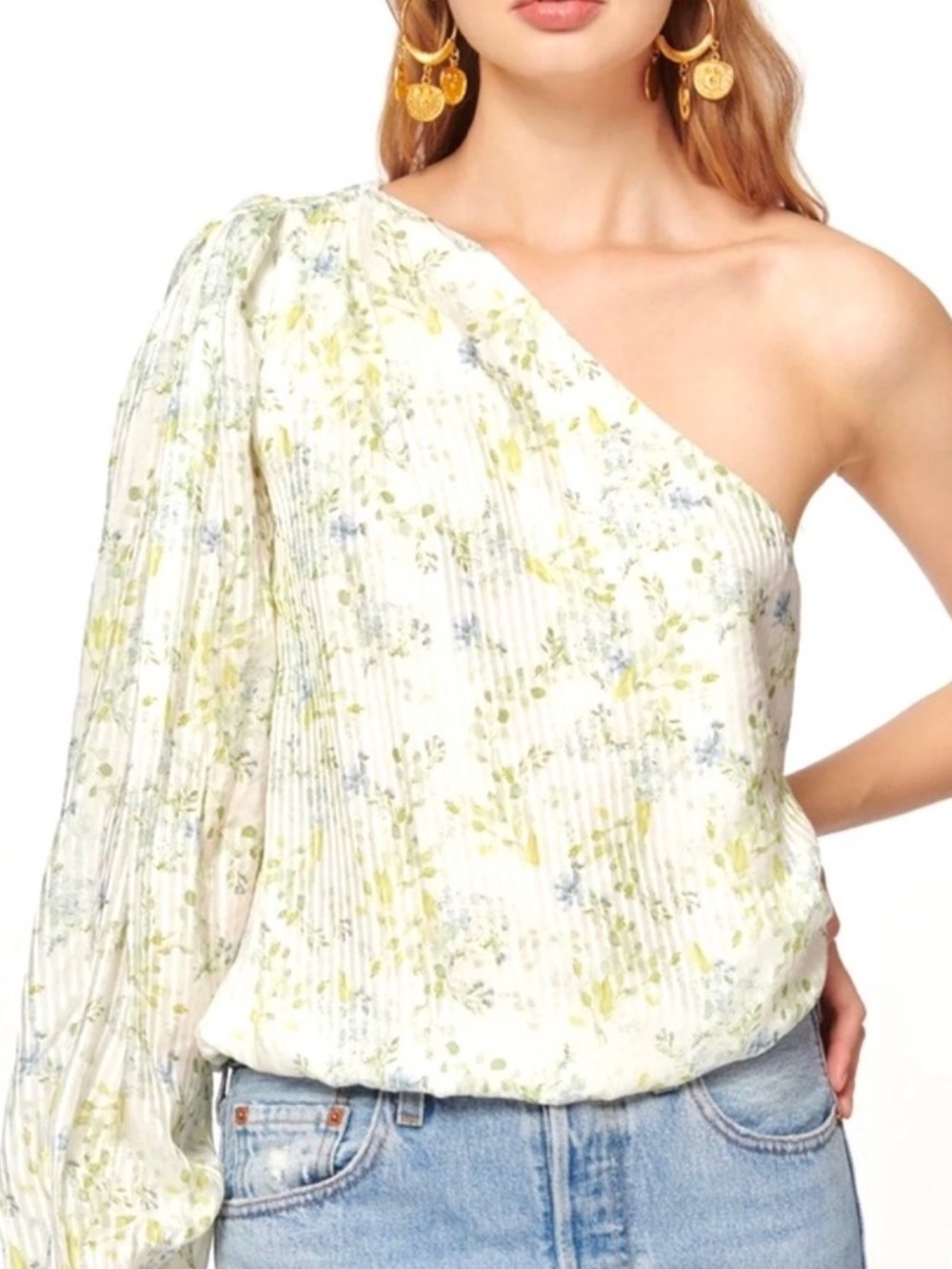 CAMI NYC FLORAL PRINT ONE-SHOULDER TOP